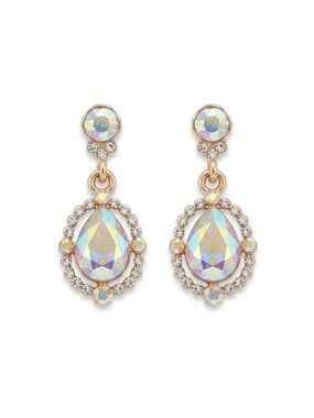 NEW! Saks Fifth Avenue Crystal Teardrop Dangle Earrings in Iridescent White